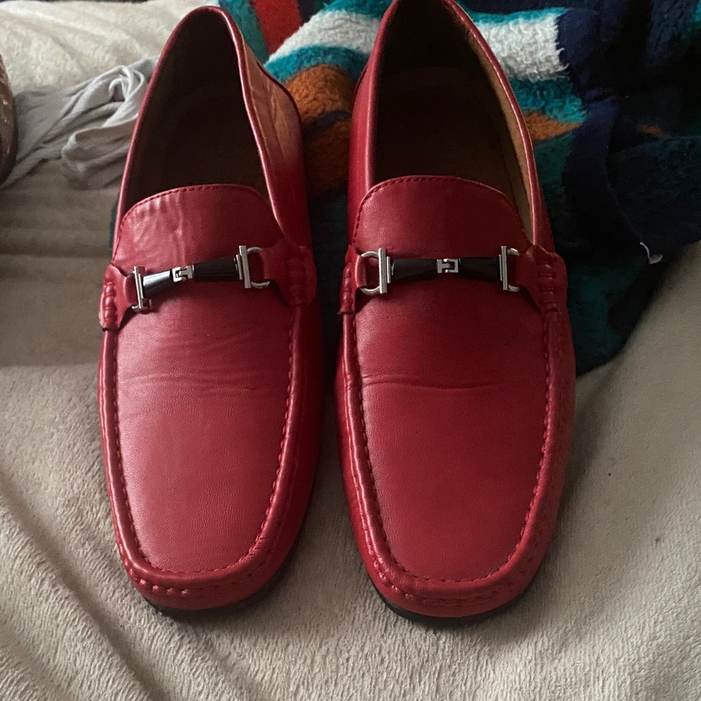 Classic Red Men's Leather Loafers